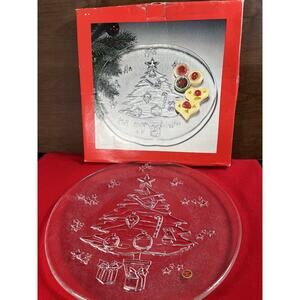 Glass Christmas Serving Platter 12 1/2” Made in Italy